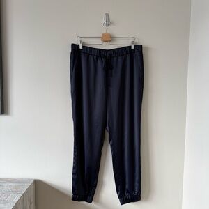 Banana Republic Navy Blue Satin Like Joggers (Size:Large)